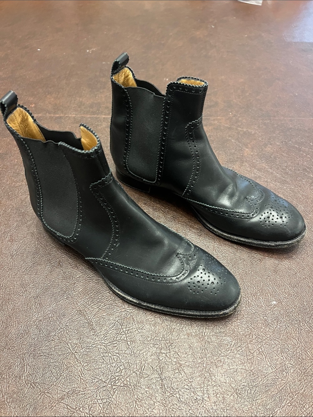 Hermes Black Leather Chukka Brogue Boots